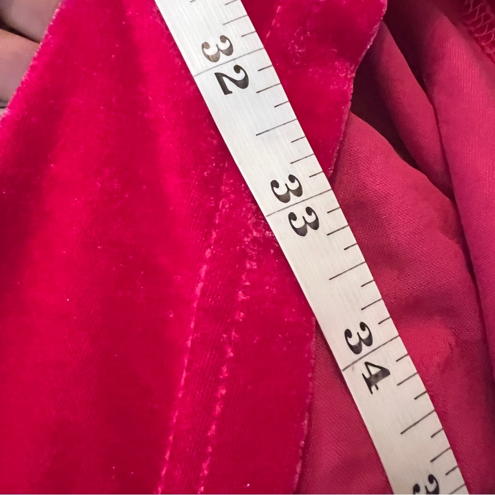 English Factory Rasbperry Red Pink Puff Sleeve Velvet Babydoll Dress Size Small - Picture 8 of 9